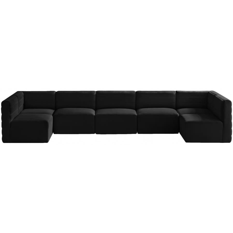 Meridian Furniture Quincy Velvet Modular Cloud-Like Comfort Sectional 7B - Black - Sofas