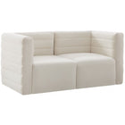 Meridian Furniture Quincy Velvet Modular Cloud-Like Comfort Sofa S63 - Cream - Sofas