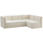 Meridian Furniture Quincy Velvet Modular Cloud-Like Comfort Sectional 4A - Cream - Sofas