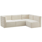 Meridian Furniture Quincy Velvet Modular Cloud-Like Comfort Sectional 4A - Cream - Sofas
