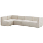 Meridian Furniture Quincy Velvet Modular Cloud-Like Comfort Sectional 5A - Cream - Sofas