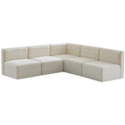 Meridian Furniture Quincy Velvet Modular Cloud-Like Comfort Sectional 5B - Cream - Sofas