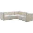 Meridian Furniture Quincy Velvet Modular Cloud-Like Comfort Sectional 5C - Cream - Sofas