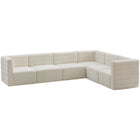 Meridian Furniture Quincy Velvet Modular Cloud-Like Comfort Sectional 6A - Cream - Sofas