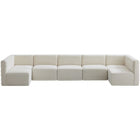 Meridian Furniture Quincy Velvet Modular Cloud-Like Comfort Sectional 7B - Cream - Sofas