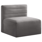Meridian Furniture Quincy Velvet Modular Cloud-Like Comfort Armless Chair - Grey - Sofas