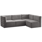 Meridian Furniture Quincy Velvet Modular Cloud-Like Comfort Sectional 4A - Grey - Sofas