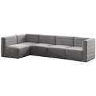 Meridian Furniture Quincy Velvet Modular Cloud-Like Comfort Sectional 5A - Grey - Sofas