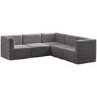 Meridian Furniture Quincy Velvet Modular Cloud-Like Comfort Sectional 5C - Grey - Sofas
