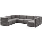 Meridian Furniture Quincy Velvet Modular Cloud-Like Comfort Sectional - Grey - Sofas