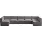 Meridian Furniture Quincy Velvet Modular Cloud-Like Comfort Sectional 7B - Grey - Sofas