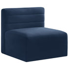 Meridian Furniture Quincy Velvet Modular Cloud-Like Comfort Armless Chair - Navy - Sofas