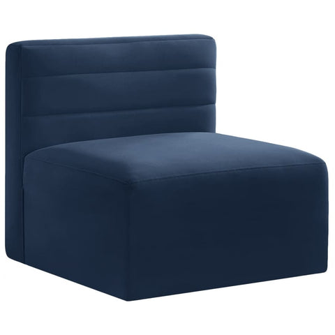 Meridian Furniture Quincy Velvet Modular Cloud-Like Comfort Armless Chair - Navy - Sofas
