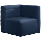 Meridian Furniture Quincy Velvet Modular Cloud-Like Comfort Corner Chair - Navy - Chairs