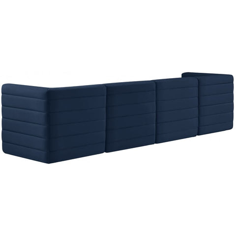 Meridian Furniture Quincy Velvet Modular Cloud-Like Comfort Sofa S126 - Navy - Sofas