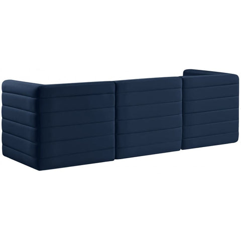 Meridian Furniture Quincy Velvet Modular Cloud-Like Comfort Sofa S95 - Navy - Sofas