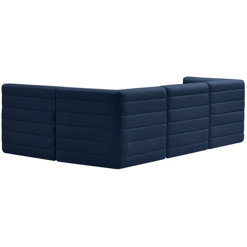 Meridian Furniture Quincy Velvet Modular Cloud-Like Comfort Sectional 4A - Navy - Sofas