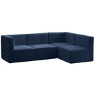 Meridian Furniture Quincy Velvet Modular Cloud-Like Comfort Sectional 4A - Navy - Sofas