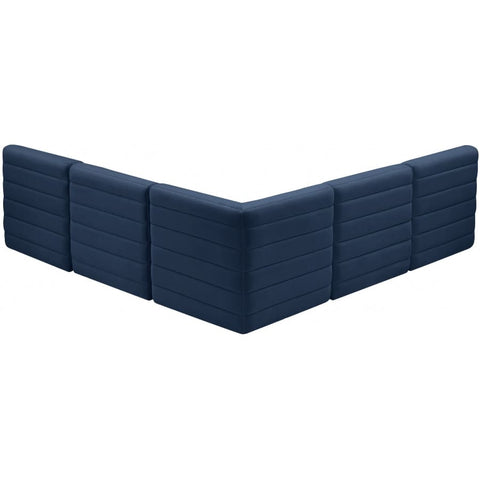 Meridian Furniture Quincy Velvet Modular Cloud-Like Comfort Sectional 5B - Navy - Sofas