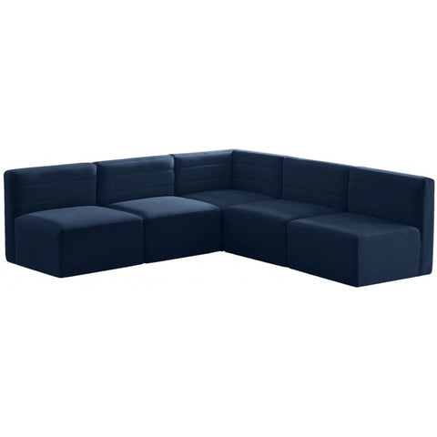 Meridian Furniture Quincy Velvet Modular Cloud-Like Comfort Sectional 5B - Navy - Sofas