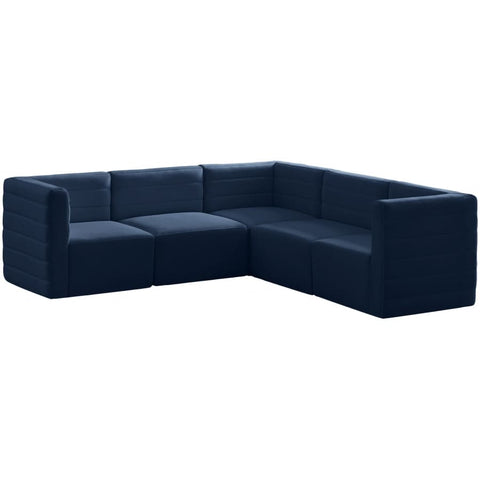 Meridian Furniture Quincy Velvet Modular Cloud-Like Comfort Sectional 5C - Navy - Sofas