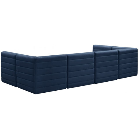 Meridian Furniture Quincy Velvet Modular Cloud-Like Comfort Sectional 6B - Navy - Sofas