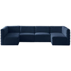 Meridian Furniture Quincy Velvet Modular Cloud-Like Comfort Sectional 6B - Navy - Sofas