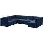 Meridian Furniture Quincy Velvet Modular Cloud-Like Comfort Sectional - Navy - Sofas