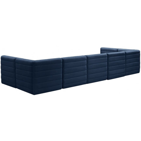 Meridian Furniture Quincy Velvet Modular Cloud-Like Comfort Sectional 7B - Navy - Sofas