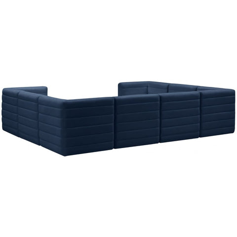 Meridian Furniture Quincy Velvet Modular Cloud-Like Comfort Sectional 8A - Navy - Sofas