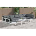 Meridian Furniture Nizuc Outdoor Patio White Aluminum Modular Sectional 7C - Outdoor Furniture