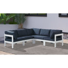 Meridian Furniture Nizuc Outdoor Patio White Aluminum Modular Sectional 5B - Outdoor Furniture