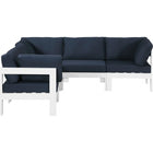 Meridian Furniture Nizuc Outdoor Patio White Aluminum Modular Sectional 5B - Navy - Outdoor Furniture