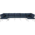 Meridian Furniture Nizuc Outdoor Patio White Aluminum Modular Sectional 7C - Navy - Outdoor Furniture