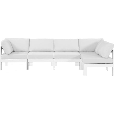 Meridian Furniture Nizuc Outdoor Patio White Aluminum Modular Sectional 5C - White - Outdoor Furniture