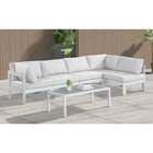 Meridian Furniture Nizuc Outdoor Patio White Aluminum Modular Sectional 5C - Outdoor Furniture