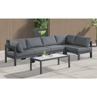 Meridian Furniture Nizuc Outdoor Patio Grey Aluminum Modular Sectional 5C - Outdoor Furniture