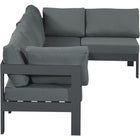 Meridian Furniture Nizuc Outdoor Patio Grey Aluminum Modular Sectional 5C - Outdoor Furniture