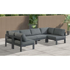 Meridian Furniture Nizuc Outdoor Patio Grey Aluminum Modular Sectional 6B - Outdoor Furniture