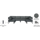 Meridian Furniture Nizuc Outdoor Patio Grey Aluminum Modular Sectional 6B - Outdoor Furniture