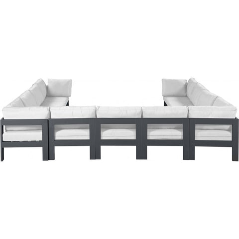 Meridian Furniture Nizuc Outdoor Patio Grey Aluminum Modular Sectional 11A - White - Outdoor Furniture