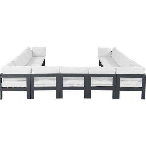 Meridian Furniture Nizuc Outdoor Patio Grey Aluminum Modular Sectional - White - Outdoor Furniture