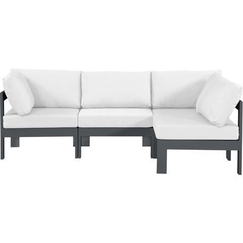 Meridian Furniture Nizuc Outdoor Patio Grey Aluminum Modular Sectional 4A - Grey - Outdoor Furniture