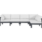 Meridian Furniture Nizuc Outdoor Patio Grey Aluminum Modular Sectional 5C - Outdoor Furniture