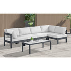 Meridian Furniture Nizuc Outdoor Patio Grey Aluminum Modular Sectional 5C - Outdoor Furniture