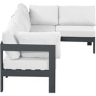 Meridian Furniture Nizuc Outdoor Patio Grey Aluminum Modular Sectional 5C - Outdoor Furniture