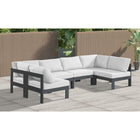 Meridian Furniture Nizuc Outdoor Patio Grey Aluminum Modular Sectional 6B - Outdoor Furniture