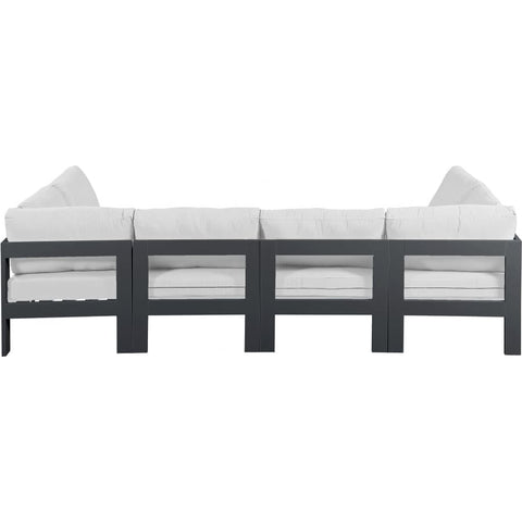 Meridian Furniture Nizuc Outdoor Patio Grey Aluminum Modular Sectional 6B - White - Outdoor Furniture