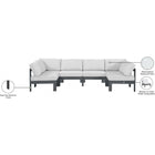 Meridian Furniture Nizuc Outdoor Patio Grey Aluminum Modular Sectional 6B - Outdoor Furniture