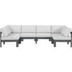 Meridian Furniture Nizuc Outdoor Patio Grey Aluminum Modular Sectional 6B - White - Outdoor Furniture